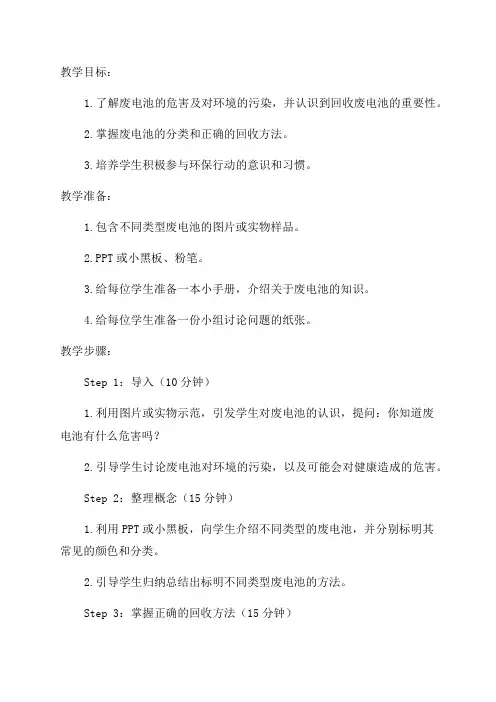 北师大版二年级下《回收废电池》优秀教学设计