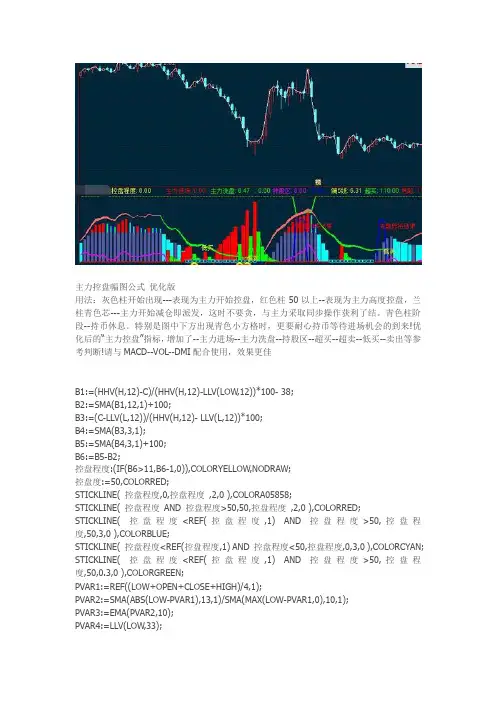 主力控盘优化版通达信指标公式源码