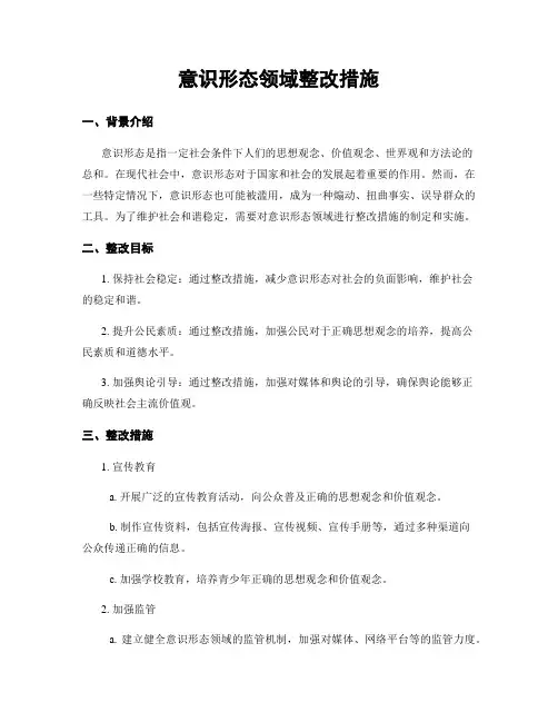 意识形态领域整改措施