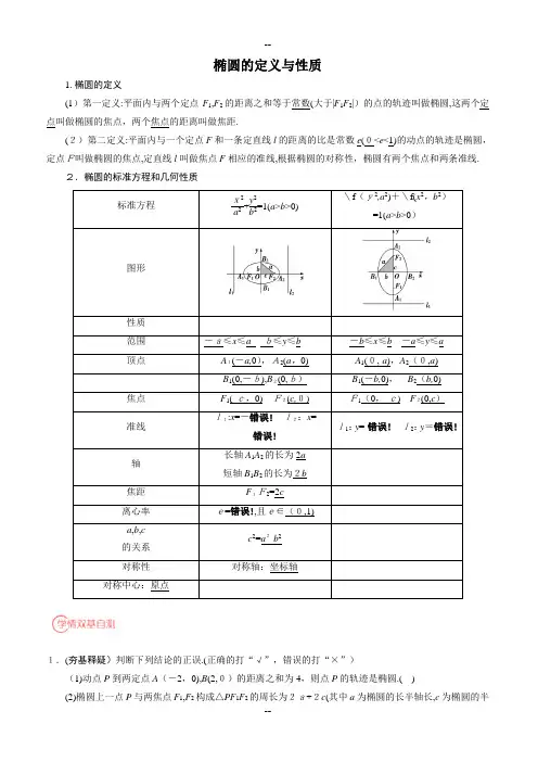 椭圆的定义与性质