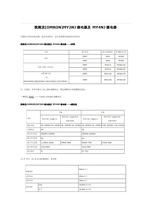 欧姆龙(OMRON)MY2NJ继电器