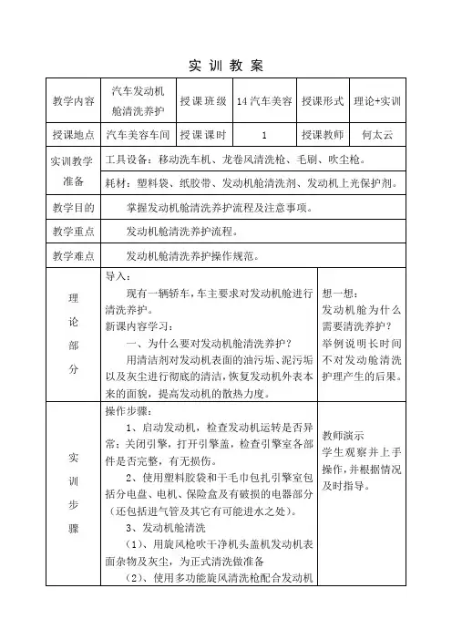 发动机舱清洗养护流程。