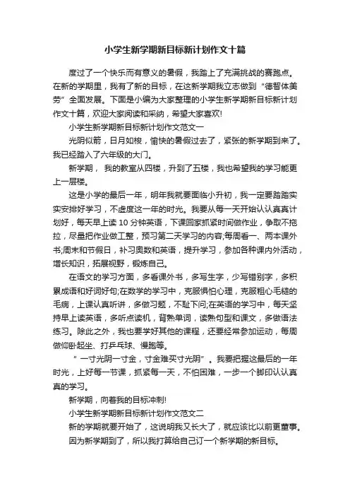 小学生新学期新目标新计划作文十篇