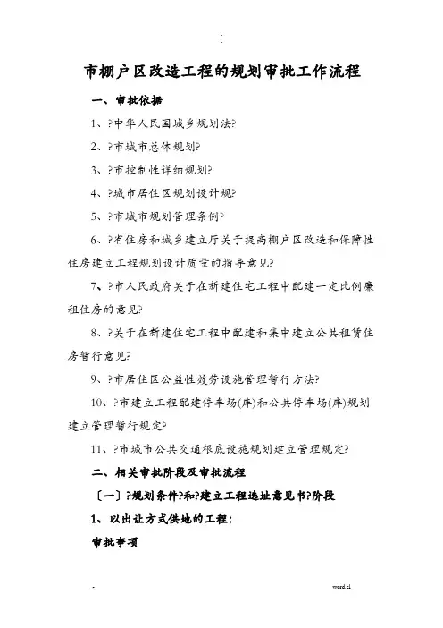 哈尔滨市棚户区改造项目规划审批工作流程