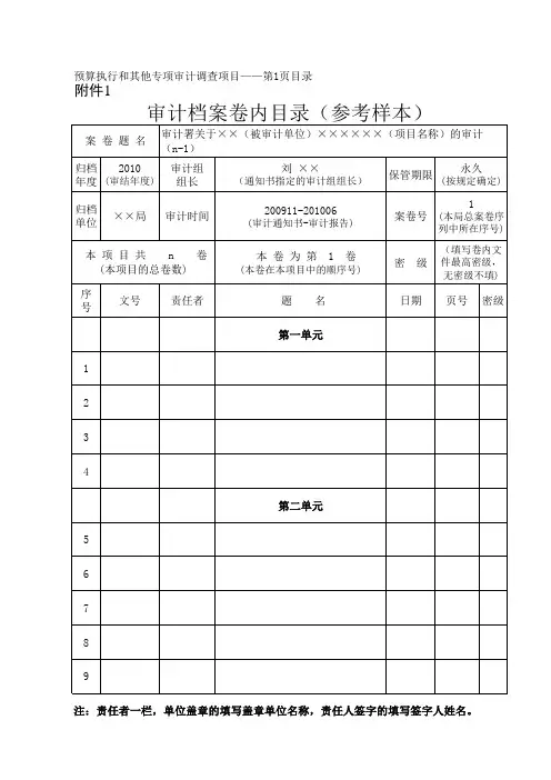审计文件材料立卷归档操作规程和保管期限