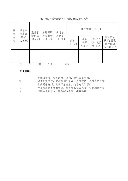 话剧评分表