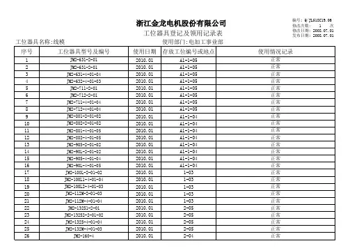 模具设计-工装模具登记记录表1 精品