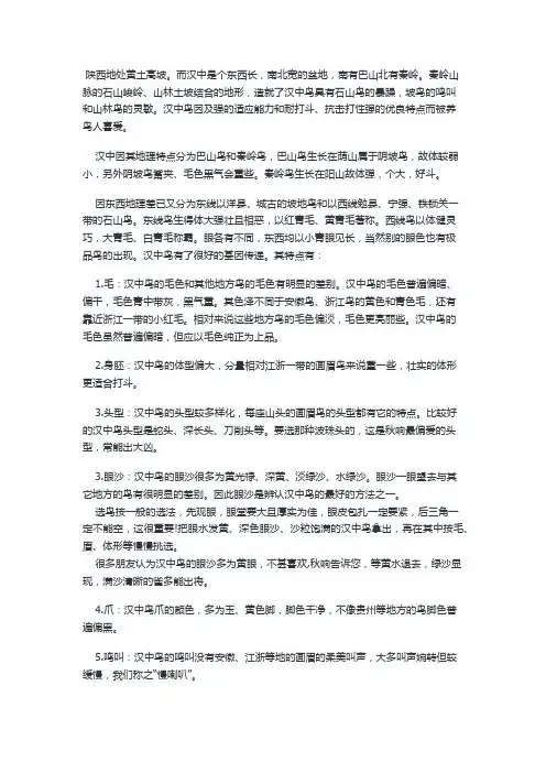 汉中画眉鸟的六个特点