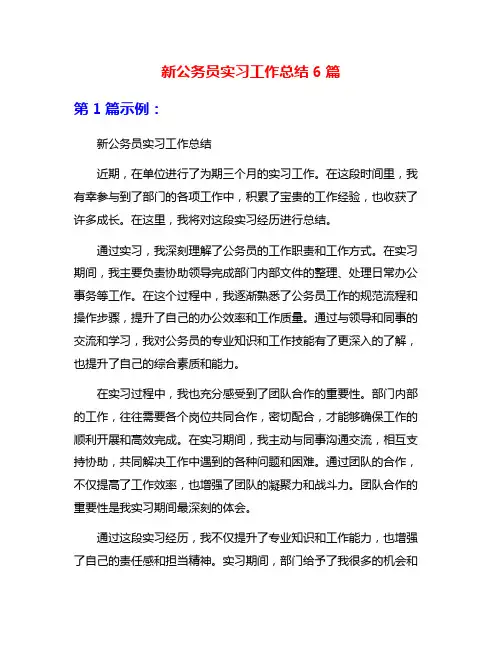 新公务员实习工作总结6篇