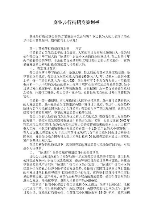 商业步行街招商策划书