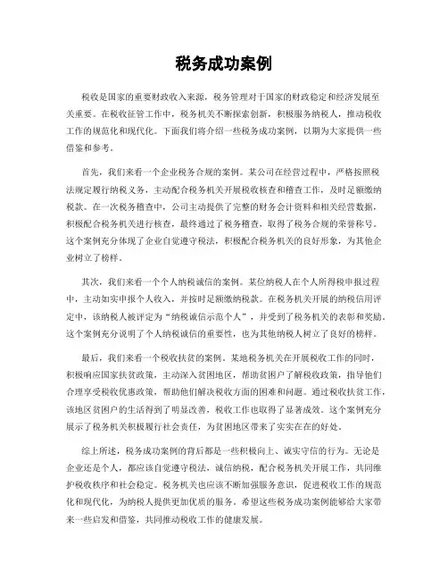 税务成功案例