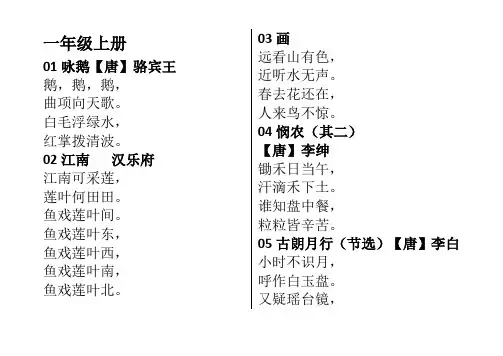 统编语文教材1-6年级112首古诗词(可打印)