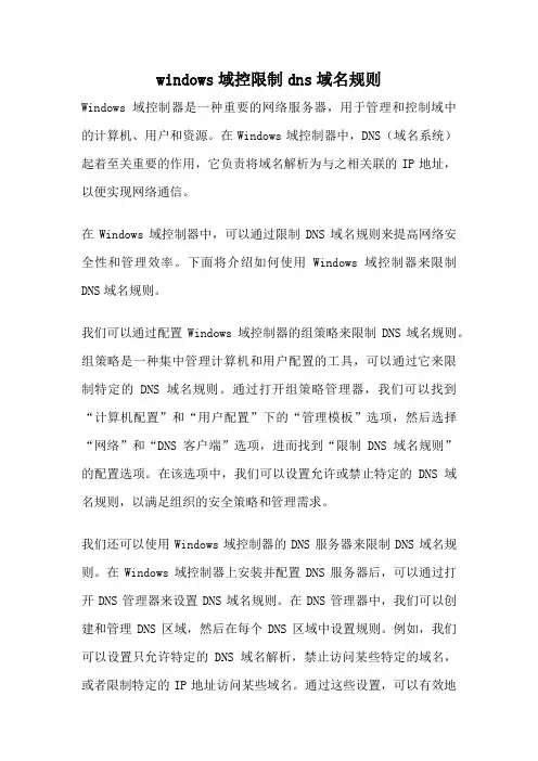 windows域控限制dns域名规则