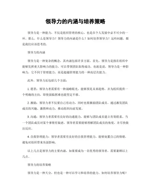 领导力的内涵与培养策略