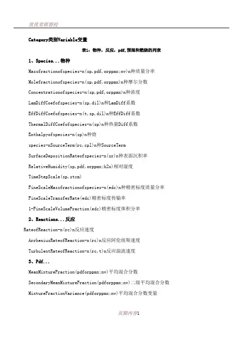 fluent设置界面中英文对照