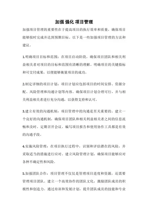 加强 强化 项目管理