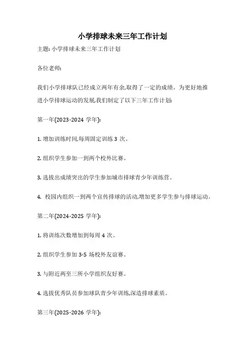 小学排球未来三年工作计划