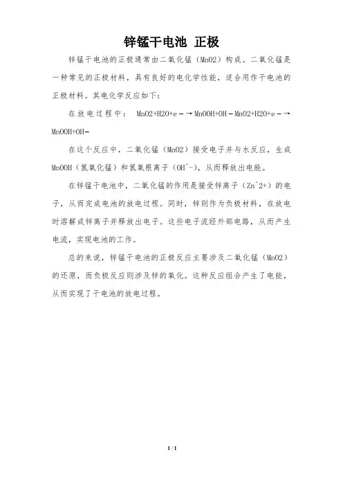 锌锰干电池 正极