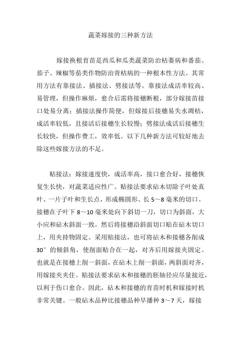 蔬菜嫁接的三种新方法