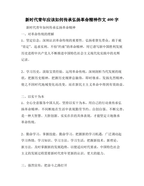 新时代青年应该如何传承弘扬革命精神作文400字
