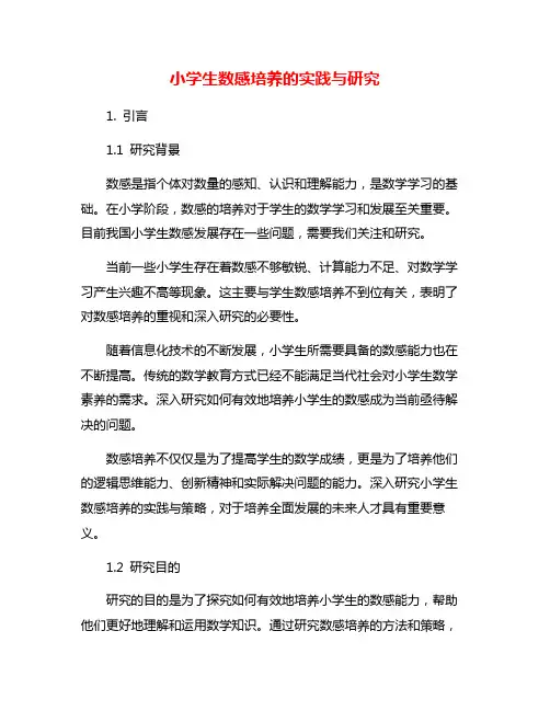 小学生数感培养的实践与研究