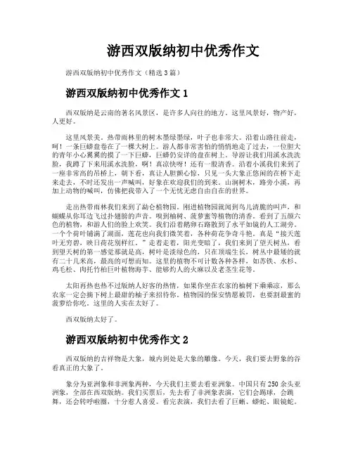 游西双版纳初中优秀作文