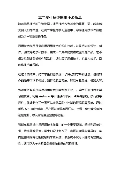 高二学生综评通用技术作品
