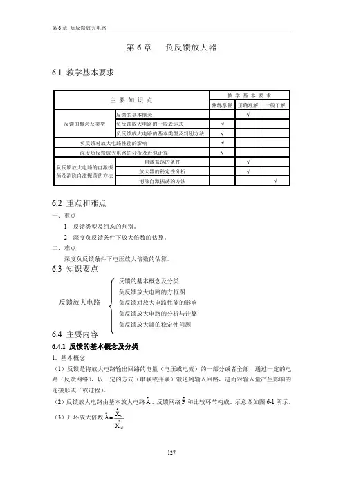 模拟电子技术基础科学出版社廖惜春(最完整版)(包括选择题+填空题)第6章负反馈放大器B可编辑全文