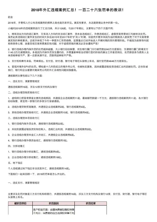 2018年外汇违规案例汇总！一百二十六张罚单的教训！