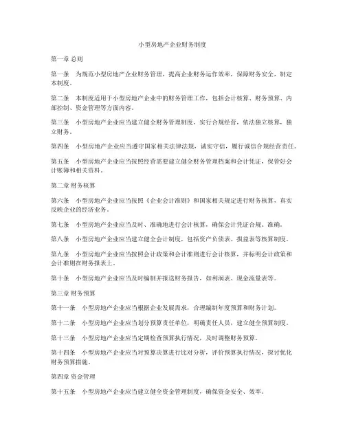 小型房地产企业财务制度