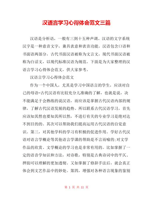 汉语言学习心得体会范文三篇