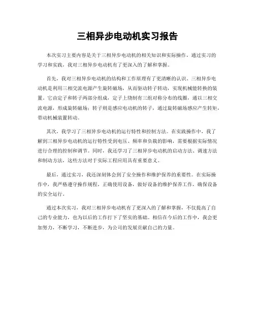 三相异步电动机实习报告