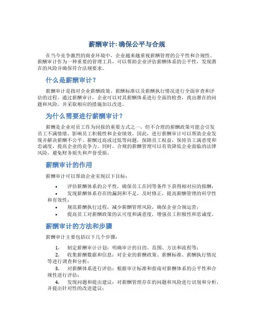薪酬审计：确保公平与合规