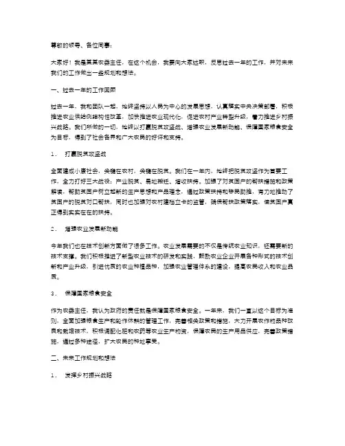 《农委主任个人述职报告》