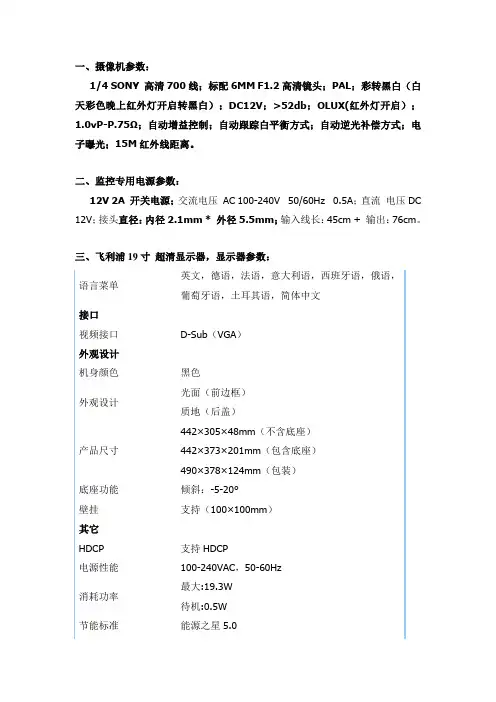 摄像机参数