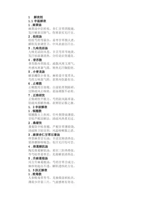 第七版方剂歌诀