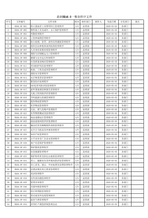 最新RBA6.0一整套程序文件