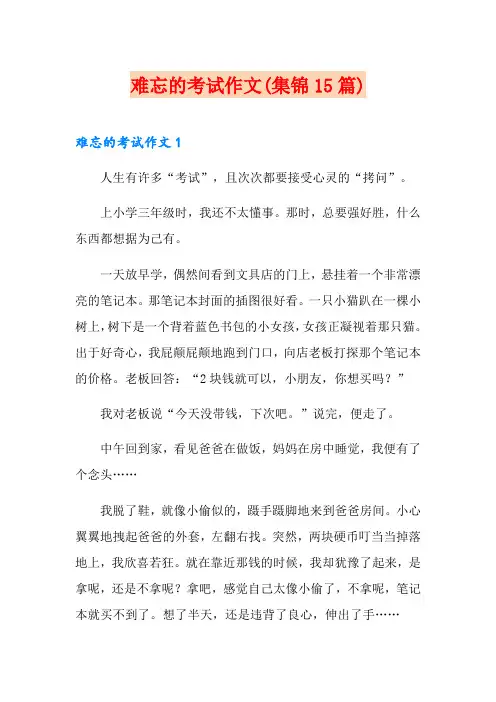 难忘的考试作文(集锦15篇)