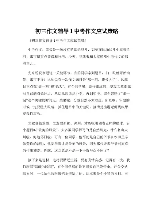 初三作文辅导 1中考作文应试策略