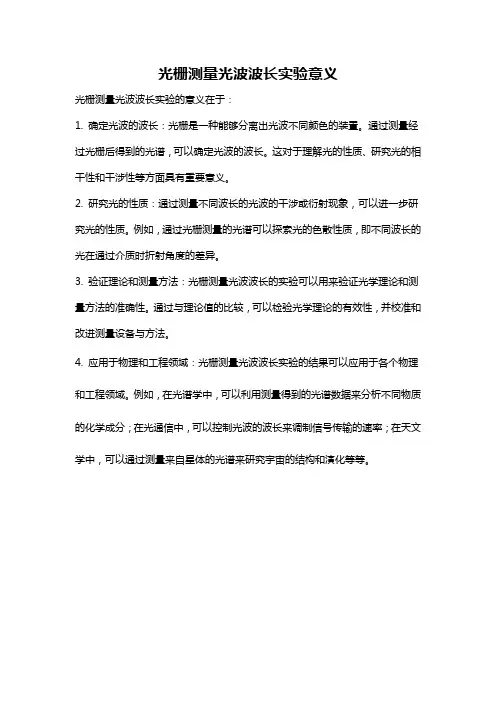 光栅测量光波波长实验意义
