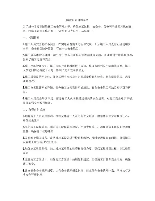 隧道自查自纠总结