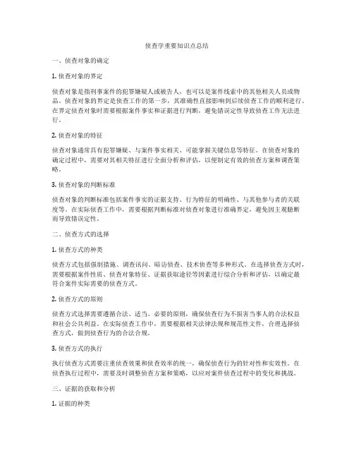 侦查学重要知识点总结