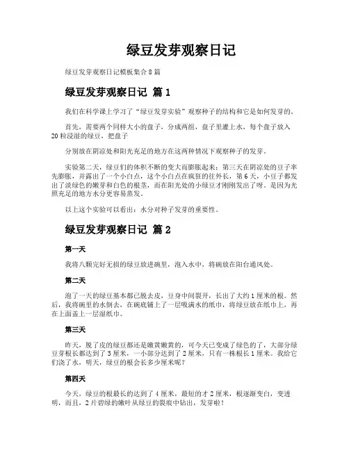 绿豆发芽观察日记
