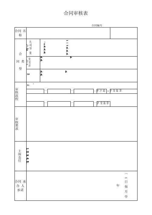 最新合同审核表模板