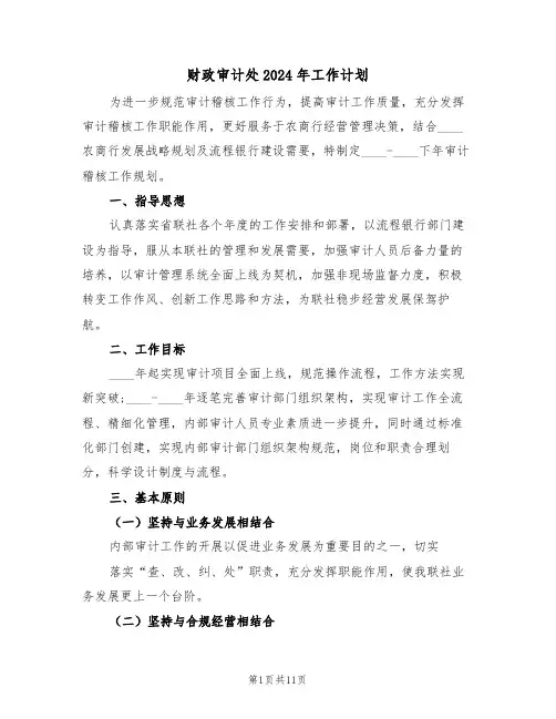 财政审计处2024年工作计划（四篇）