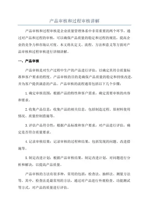 产品审核和过程审核讲解