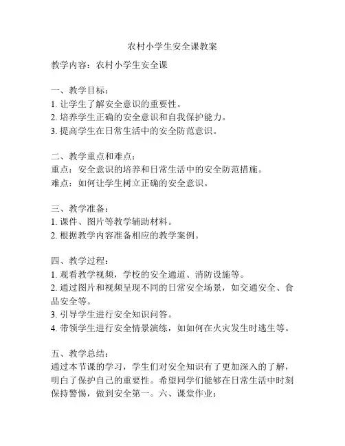 农村小学生安全课教案