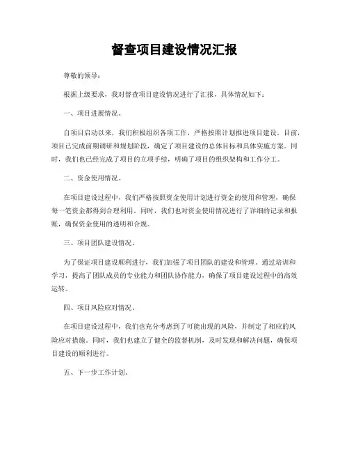 督查项目建设情况汇报