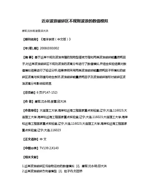 近岸波浪破碎区不规则波浪的数值模拟