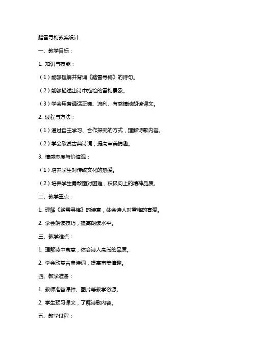 踏雪寻梅教案设计